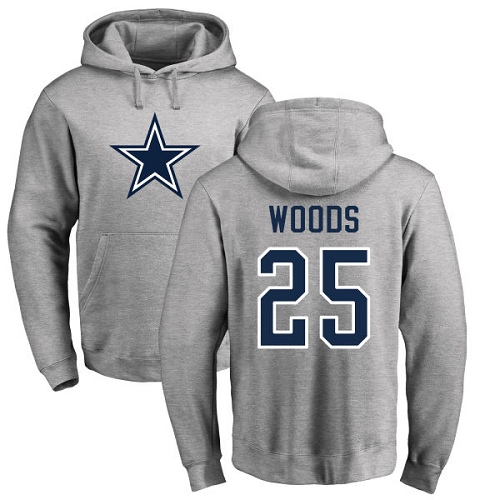 Men Dallas Cowboys Ash Xavier Woods Name and Number Logo #25 Pullover NFL Hoodie Sweatshirts